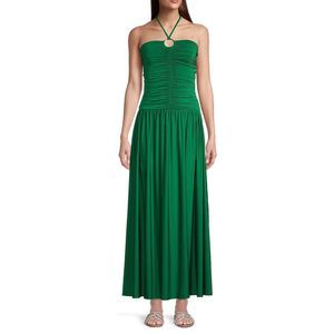 Aurum Ruched Halter Maxi Dress